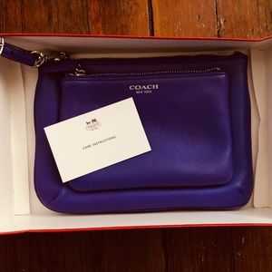 Coach Leather Double Pouch NY Mini in Purple